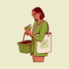 Menu icon representing our retail clients - drawing of someone shopping