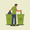 Menu icon representing waste management clients - drawing of someone sorting waste.