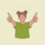 Menu icon representing our customers - drawing of a consumer with thumbs up.