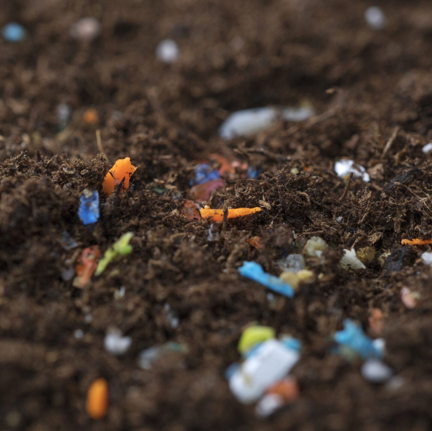Concept of global warming and climate change. Non-recyclable plastic pollution in the soil at the field.s